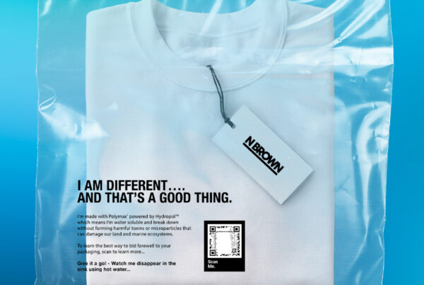 White t-shirt in dissolvable hydropol garment bag